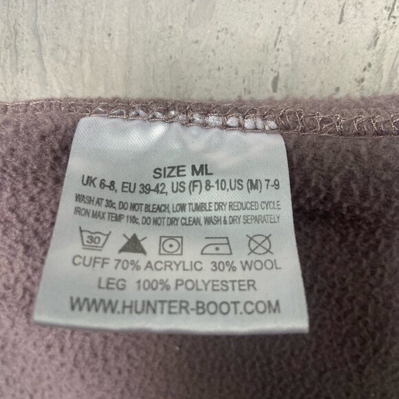 Hunter Tall Fleece & Cable Knit Cuff Rain Boot Socks Gray Size M/L - Picture 5 of 6